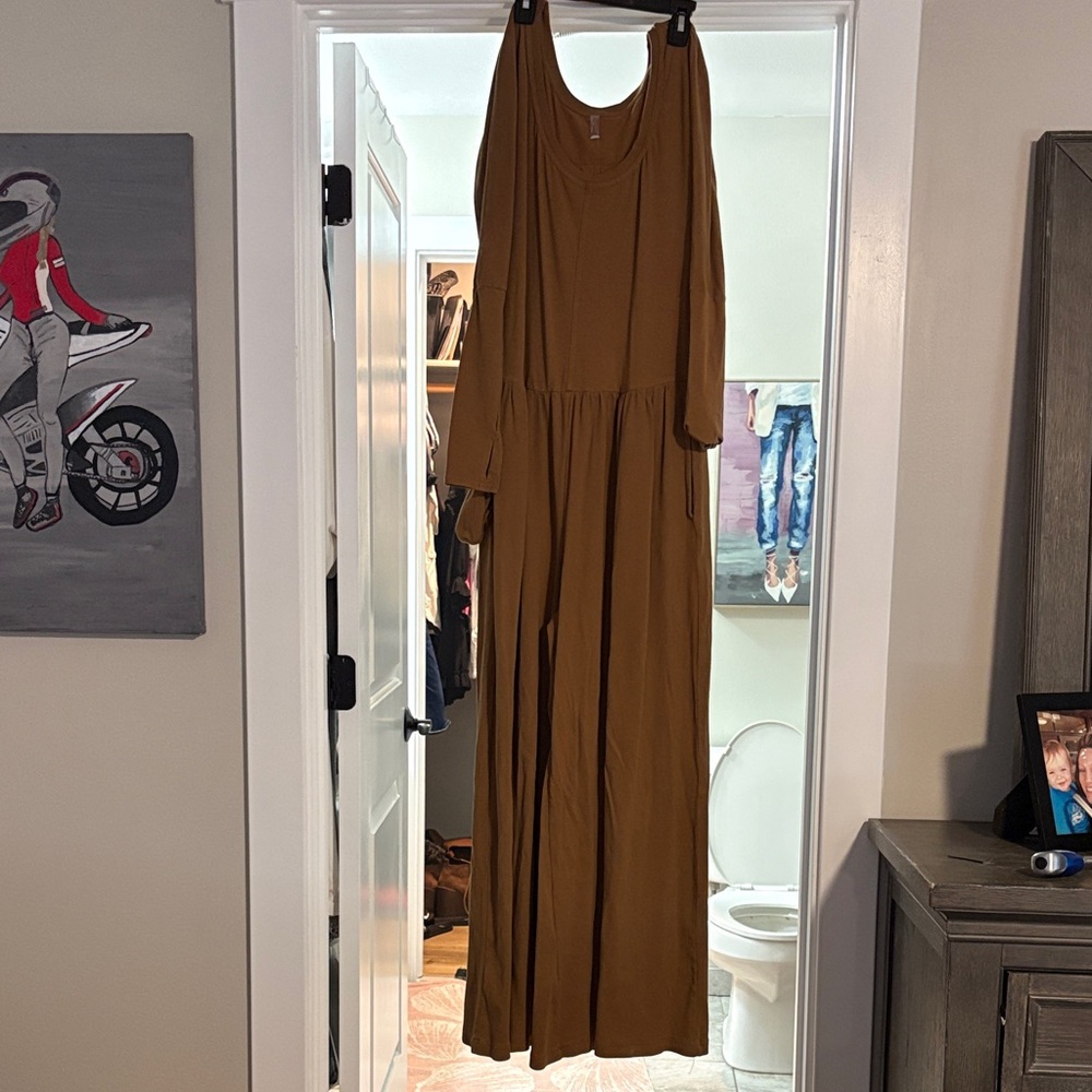 FP Movement by Free People Tan Wide Leg Jumpsuit